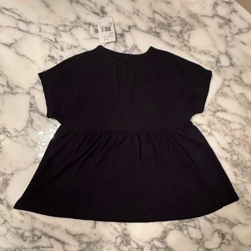 NWT Good Luck Girl Black Peplum Tee | Size Small | Soft & Stylish Everyday Top